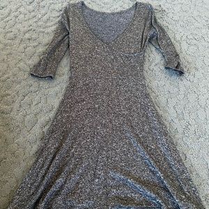 Grey 3/4 Sleeve Vneck Wrap Dress
